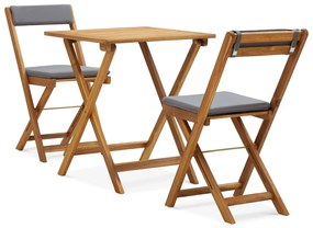 Set Da Bistrot 3 Pz Pieghevole Con Cuscini Massello Di Acacia /