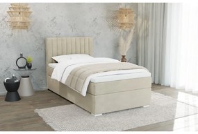 Letto singolo imbottito con contenitore beige con materasso e topper inclusi 100x200 cm Bunny – Ropez