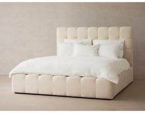Letto matrimoniale imbottito beige con contenitore con griglia 200x200 cm Bali - Cosmopolitan Design