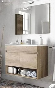 Mobile bagno cm 80 sospeso rovere nordico