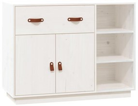 Credenza bianca 98,5x40x75 cm in legno massello di pino