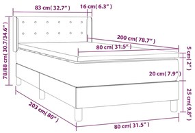 Giroletto a Molle con Materasso Nero 80x200 cm inTessuto