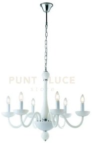 Lampadario alfiere bianco e cromo 6 luci attacco e14 74x178cm