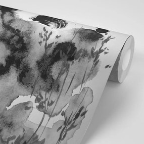 Carta da parati – Pittura giapponese del cielo in bianco e nero