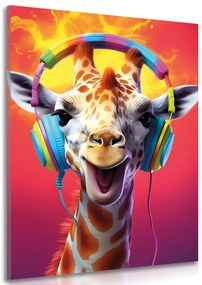 Quadro su tela – Giraffa con cuffie