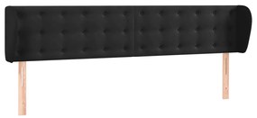 Testiera Ad Orecchio Nera 163x23x78/88 Cm İn Velluto /