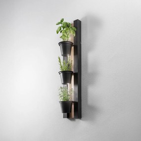 Luminex Applique Scaffale, acciaio nero/legno, altezza 90 cm