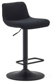 Kave Home - Sgabello Zenda in ciniglia nera e acciaio nero opaco 81-102 cm