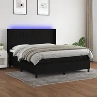 Letto a Molle con Materasso e LED Nero 160x200 cm in Tessutocod mxl 123266