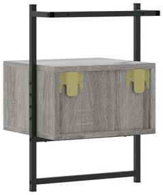 Comodini a Muro 2 pz Grigio Sonoma 35x30x51cm Legno Multistrato