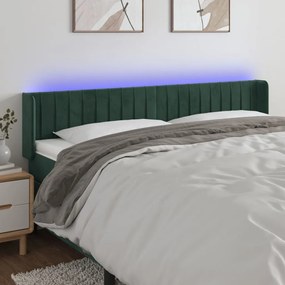 Testiera A Led Verde Scuro 163x16x78/88 Cm İn Velluto /