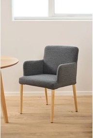 Sedia da pranzo grigia in imbottito con braccioli Zoe – Actona