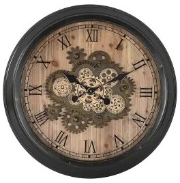 Orologio da Parete Home ESPRIT Nero Dorato Naturale Cristallo Ferro Vintage 67 x 9 x 67 cm