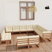 Set Divani da Giardino 12 pz Cuscini Miele in Massello di Pino 3076947