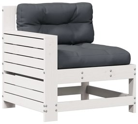 Set salotto giardino 4pz con cuscini bianco legno massello pino