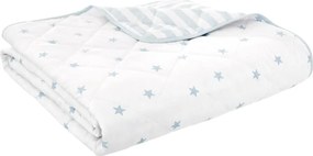 Copriletto per bambini bianco e blu in cotone con rivestimento trapuntato 135x190 cm Mini Star &amp; Stripes – Bianca