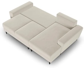 Divano angolare beige allungabile e con contenitore (con penisola a destra/con chaise lounge) con rivestimento in velluto Kyoto – Cosmopolitan Design