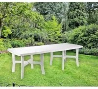 Tavolo da esterno Messina, Tavolo allungabile da pranzo, Tavolo rettangolare da giardino multiuso, 100% Made in Italy, Cm 160x90h72, Bianco