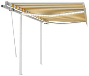 Tenda Da Sole Retrattile Manuale Con Led 3x2,5m Gialla Bianca /