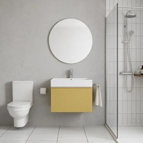 Mobile da bagno sospeso sotto lavabo Pixel plain 1 cassetto L 60 x H 40 x P 45.5 cm giallo laccato opaco, con e maniglia alluminio brillante
