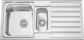 Lavello semincasso 1.5 vasche in inox argento RODI Urban 100 L 100 x L 50 cm, reversibile