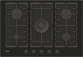 Haier Series 2 HAVG75S2BPB Piano cottura Nero Da incasso 74.5 cm Gas 5 Fornelli