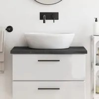 Piano Bagno Grigio Scuro 80x40x4 cm Legno Massello Trattato 3156213