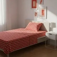 Completo letto 1 piazza e mezza quadretti corallo