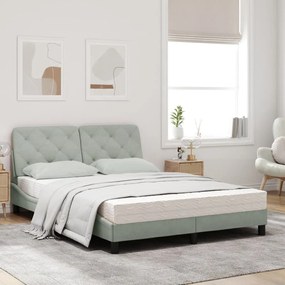 Letto con materasso grigio chiaro 140x190 cm in velluto