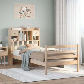 Giroletto Con Libreria Senza Materasso 75x190 Cm İn Legno Pino /