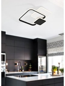 Plafoniera LED design Tara, nero 43x41.5 cm, luce con 3 temperature di colore dimmerabile NOVECENTO