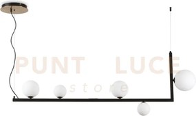 Birds lampadario a sospensione nero ottone e diffusori bianchi 5 lu...