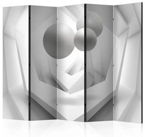 Paravento separè Immaginazione bianca II (5 parti) - luminosa illusione geometrica