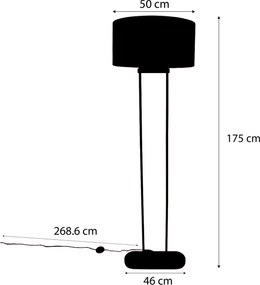 Lampada da terra nera con paralume ovale nero 50cm - Thijmen