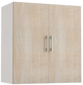 Mobile Multiuso L 60 x H 66 x P 32 cm bianco e rovere