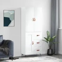 Credenza Bianco Lucido 69,5x34x180 cm in Legno Multistrato 3195989