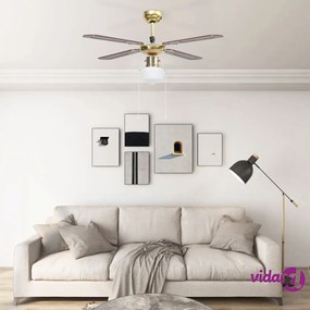 vidaXL Ventilatore da Soffitto con Luce 106 cm Marrone