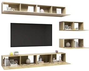 Set di mobili porta tv 6 pz rovere sonoma in legno multistrato