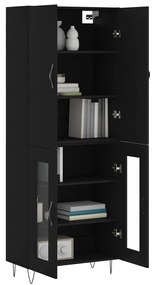Credenza nera 69,5x34x180 cm in legno multistrato
