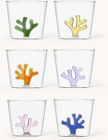 Set di 6 bicchieri acqua in vetro borosilicato fatti a mano Coral Reef