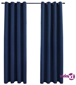 vidaXL Tende Oscuranti con Anelli in Metallo 2 pz Blu 140x245 cm