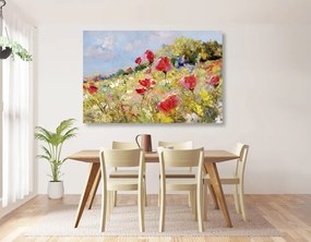 Quadro su tela – Papaveri dipinti sul prato