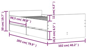 Giroletto con Cassetti Grigio Cemento 100x200 cm