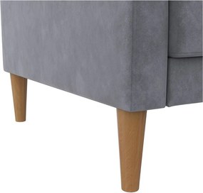 Divano grigio allungabile con rivestimento in velluto 207 cm Lilly – Støraa