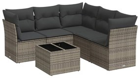 Set divano da giardino 6 pz con cuscini grigio in polyrattan