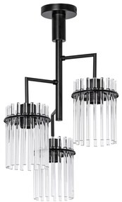 Lampadario a sospensione con supporto rigido 3xE27/60W/230V nero/limpido