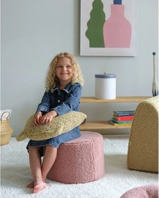 Pouf per bambini rosa con rivestimento in bouclé – Wigiwama
