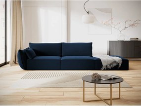 Divano blu scuro con penisola a sinistra con rivestimento in velluto 264 cm Vanda – Mazzini Sofas