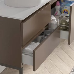 Mobile bagno a terra 180 cm con piano bianco solid surface e 5 cassetti SP-180SS5 - KAMALU