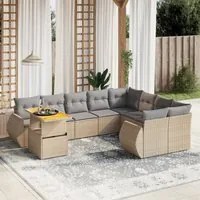 Set Divano da Giardino 10 pz con Cuscini Beige in Polyrattan 3272361